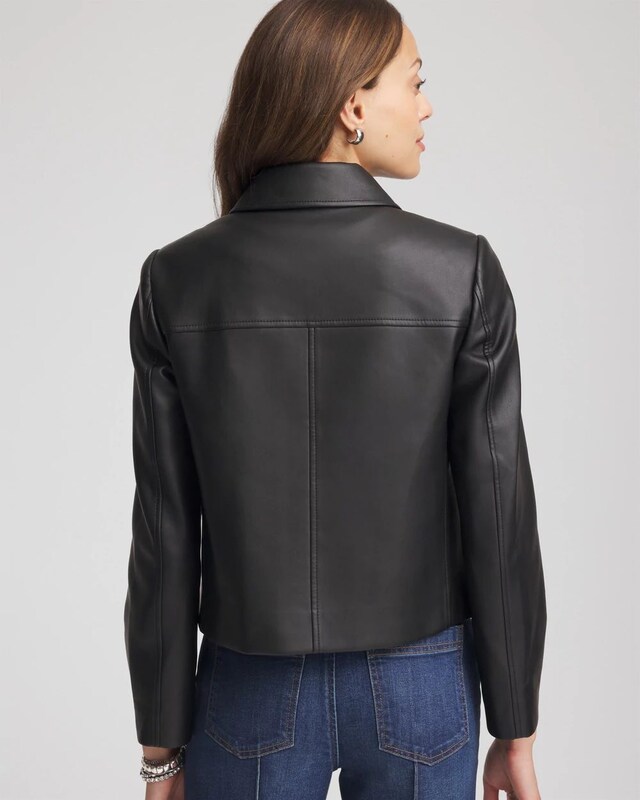 Faux Leather Zip-Front Jacket - image 3